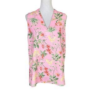 Gibson Latimer NWT Bubblegum Pink Floral Print Sleeveless Tunic Blouse Tank